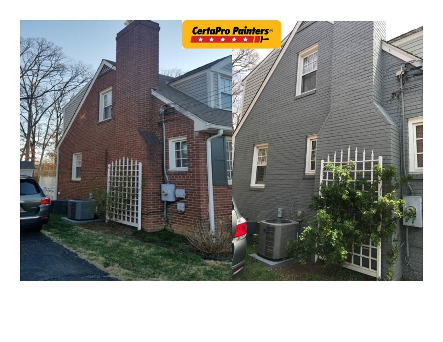 Exterior house painting before and after by CertaPro Painters in Alexandria, VA
