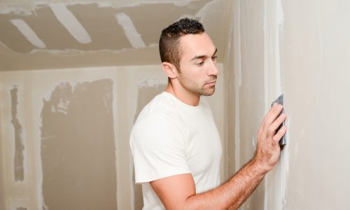 sanding and prepping drywall