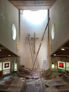 picture interior of church before being repainted