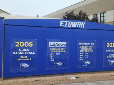 high school sign after painting