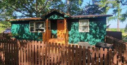 Green and Wood Exterior Painting Project