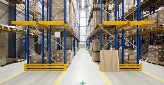 painted warehouse shelves