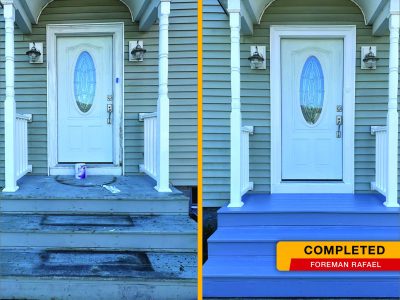 front porch repainted in tewksbury, ma