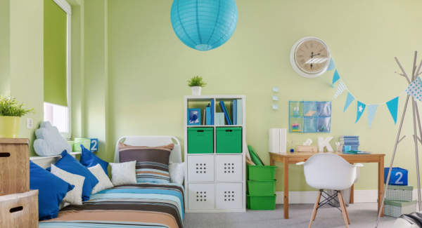 green residential bedroom