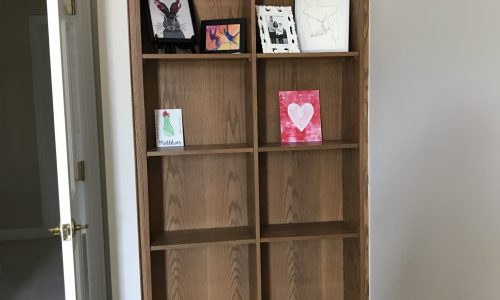 Built-in bookcase before painting