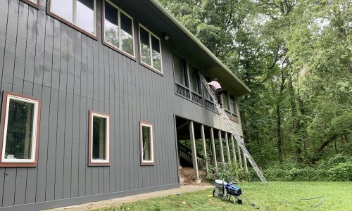 Exterior and Soffit Panels get Sprayed