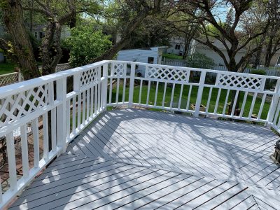 The exterior deck flooring was painted gray.