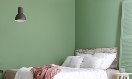 pastel green bedroom