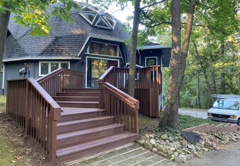 deck stained in semi-transparent stain