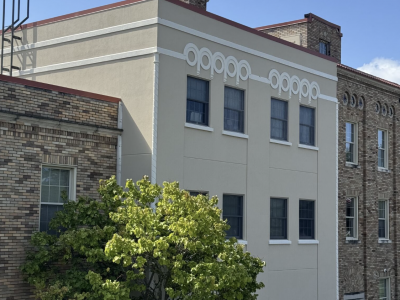 painted court building exterior