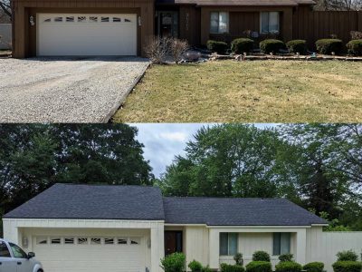 T111 siding before and after being painted.