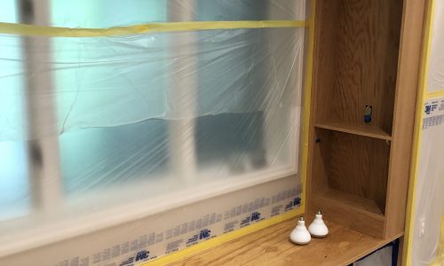 Built-in bench area prepped