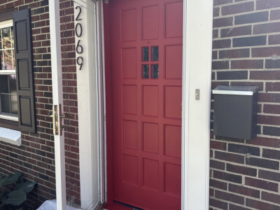 red painted front door