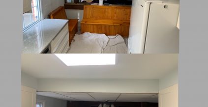 a Kitchen with and without wallpaper