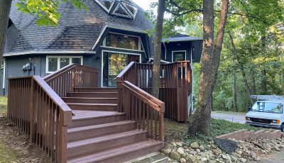 deck stained in semi-transparent stain