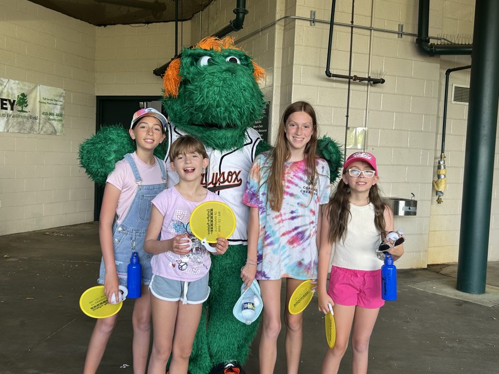 Bowie Baysox mascot Louie and family