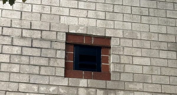 old vent repainted blue