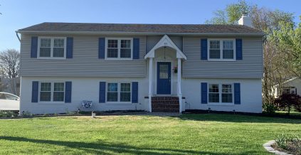 Home Exterior with Blue Shutters