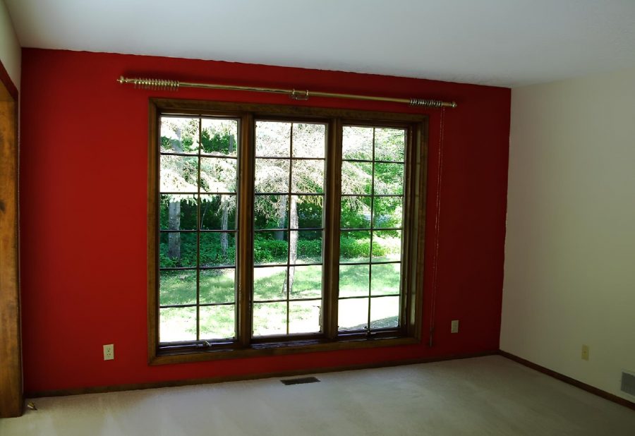 Red Accent Wall Interior in Anoka, MN