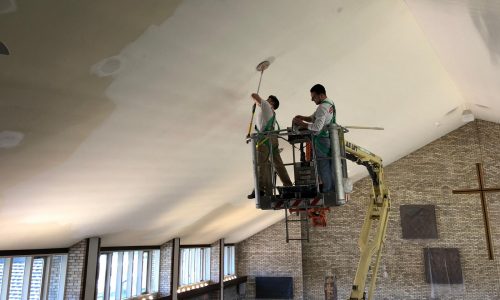 Sanding the ceiling