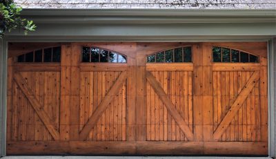 after photo of garage door refinishing