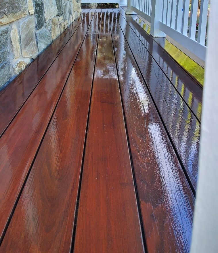 after photo of stained deck