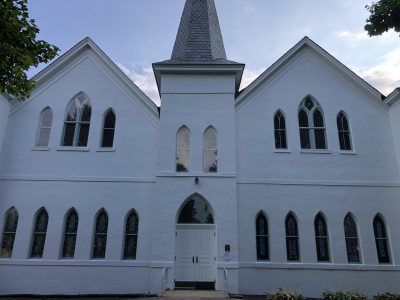White church exterior after painting in falls church, virginia