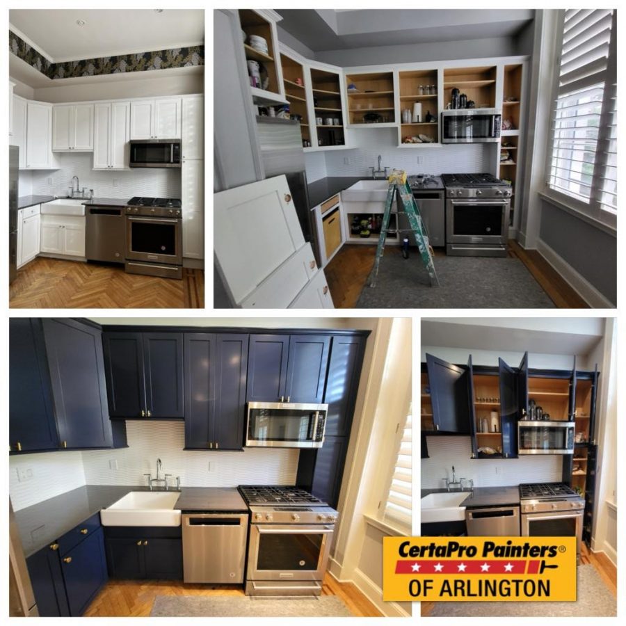 before and after kitchen cabinet painting