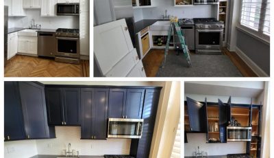 before and after kitchen cabinet painting