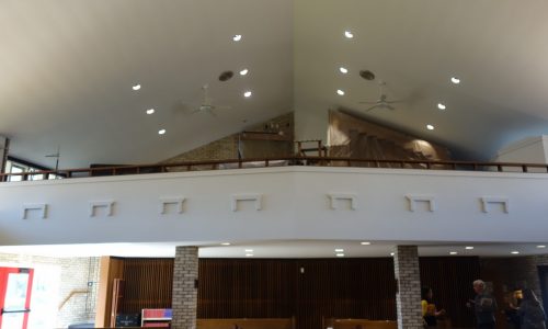 Finished back of church ceiling
