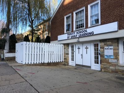 arlington trinity school of early learning building after being painted