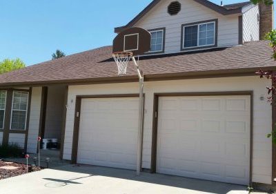 Exterior Residential Painting, White and Brown, Basketball Hoop