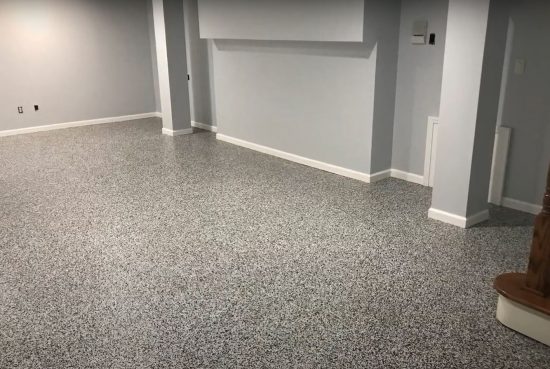 basement with epoxy floor