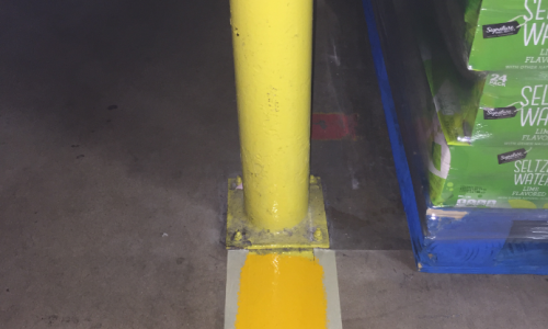 Yellow Bollard & Orange Floor