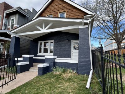 blue painted house exterior