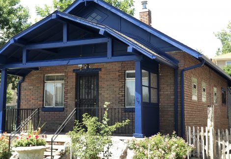 Repainted beams on home