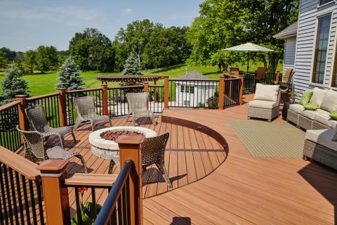 Round Patio with a Fire Pit