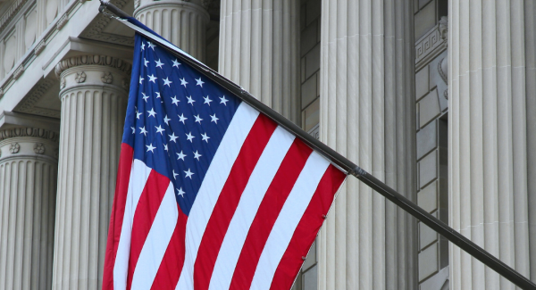 Government Building with American Flag