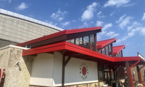 Vibrant Red Roof & Accents
