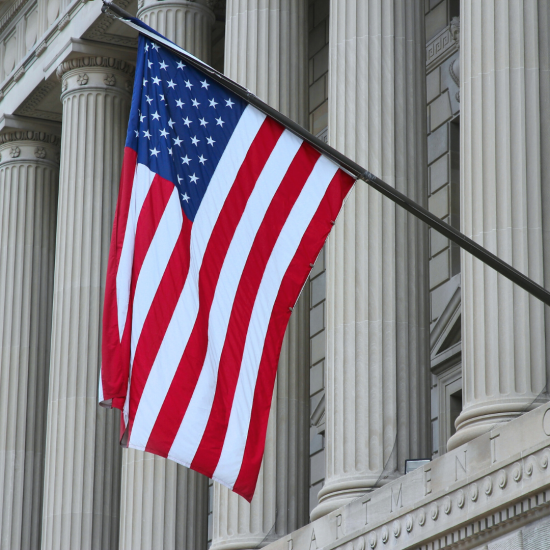 Government Building with American Flag