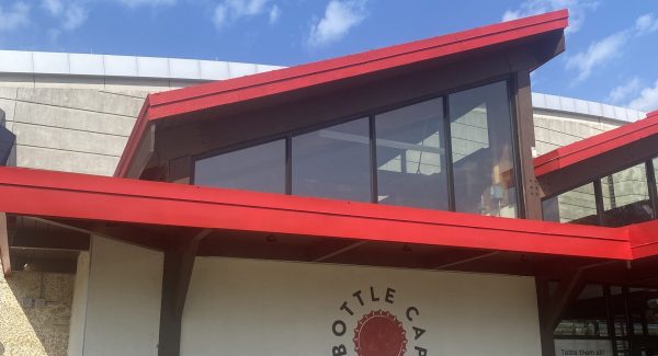 cafe with red painted roof