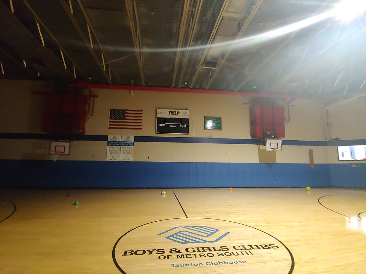 basketball court interior painting taunton ma (before)