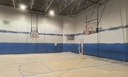 Court Covered With Plastic Sheets