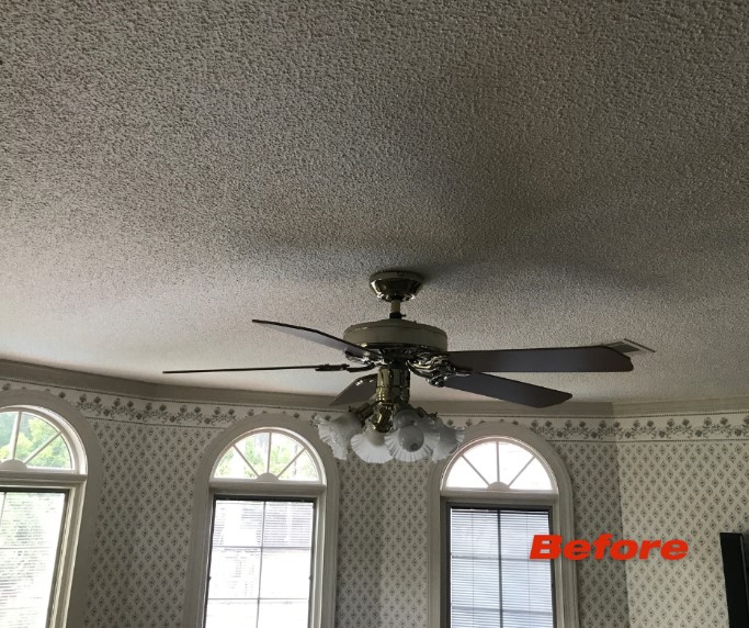 popcorn ceiling before removal