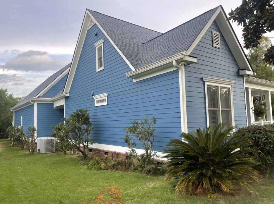 blue exterior after painting