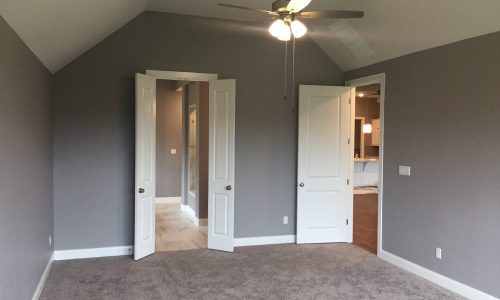 Gray Bedroom with White Trim