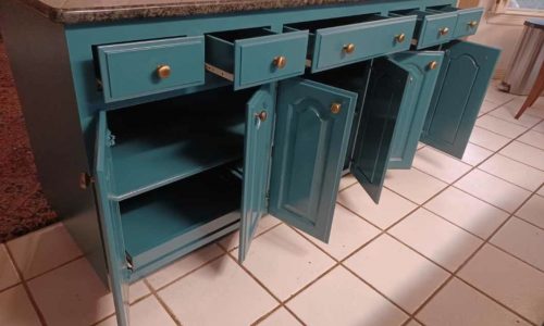 Teal Cabinets in Austin