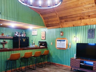 Green Painted Interior of Bar