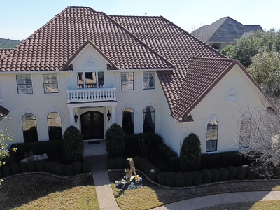 white painted stucco home