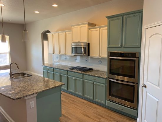 Teal and white kitchen cabinets cedar park TX